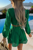 Hollow Lantern Sleeve Cropped Top + Belt Shorts