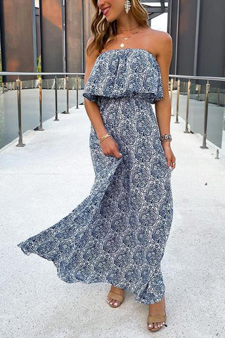 Print Off Shoulder Maxi Dress