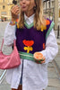 Flower V Neck Sweater Vest