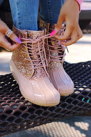 Glitzy Glitter Duck Boots