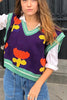 Flower V Neck Sweater Vest