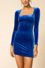 Square Neck Velvet Bodycon Mini Dress