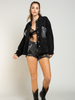 BUST SEQUIN POCKET FRAYED DENIM SHACKET - BLACK