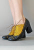 Color Block Lace Up Chunky Heel Pumps