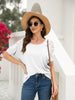 Women's T-Shirts Round Neck Loose Solid Color Short-Sleeved T-Shirt