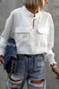 Round Neck Tie Pocket Oversized Shirt