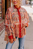 Boho Beauty Satin Abstract Print Dolman Sleeve Loose Blouse