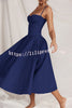 Solid Color Buttonless Bandeau Side Pocket Midi Dress