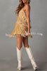 Rodeo Nights Fringed V Neck Mini Dress
