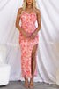 Date Night Strapless Embellished Rose Floral Tulle Split Maxi Dress