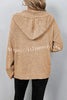 Hooded Single Breasted Drawstring Long Sleeved Top