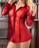 Sheer Mesh Button Front Babydoll