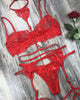 Eyelash Lace Cutout Garter Lingerie Set