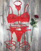 Eyelash Lace Cutout Garter Lingerie Set