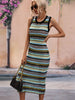 VACAYS CHEVRON KNIT MIDI DRESS - BLACK