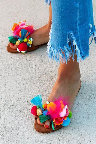 Fruits Pom Poms Slipper