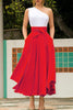 High Waist Pockets Bow Tie Skirts