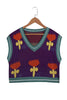 Flower V Neck Sweater Vest