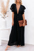 Button Drawstring Waist Bat Maxi Cover Dress