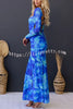 Slay The Night Tie-dye Print Back Lace Up Ruched Slit Maxi Dress