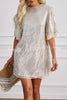 Micozy Sequined Circle Panel Short Sleeve Crewneck Mini Dress