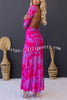 Slay The Night Tie-dye Print Back Lace Up Ruched Slit Maxi Dress