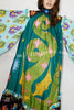 Living Drama Unique Print Contrast Ruffle Trim Bell Sleeve Loose Maxi Dress