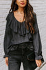 Ruffles V Neck Puff Sleeve Blouse
