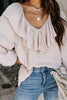 Ruffles V Neck Puff Sleeve Blouse