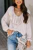 Ruffles V Neck Puff Sleeve Blouse