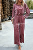 Velvet Long Sleeved Top and Wide Leg Pants Two Piece Set