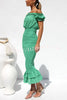 Mermaid Silhouette Off Shoulder Smocked Midi Dress