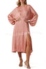 Best Wedding Guest Satin Dolman Sleeve Slit Midi Dress
