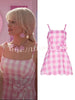 Barbie Pink Plaid Printed Bow Tie Mini Dress