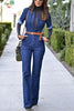 Deep V Neck Half Sleeve Jumpsuit