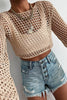 Sheer Logn Sleeve Crochet Crop Top