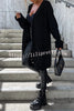 Solid Color Striped Pocket Long Sleeve Cardigan