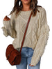 Loose-fitting Turtleneck Fringe Solid Color Pullover Knit Sweater for Women