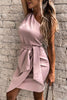 One-shoulder Solid Color Party Dress