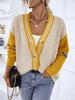 SINGLE-BREASTED CONTRAST ATRIPED SWEATER CARDIGAN COAT