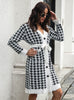 CARDIGAN HOUNDSTOOTH SINGLE-BREASTED KNITTED DRESS