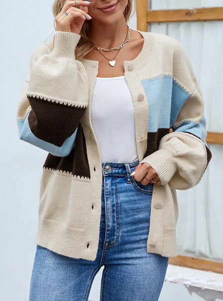 LANTERN COLOR MATCHING SINGLE-BREASTED SWEATER COAT