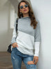 IRREGULAR SLEEVE CONTRAST COLOR PULLOVER SWEATER