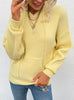 HOODED POCKET SOLID COLOR SWEATER