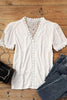 Lace V Neck Puff Short Sleeves Blouses