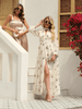 BEL GODDESS GOLD STARFISH SEQUINS MAXI DRESS - APRICOT