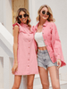 SEDONA COTTON RUFFLE SHOULDER DENIM BABYDOLL DRESS - PINK