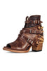 Buckle Peep Toe Chunky Heels Boots