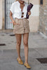 Pockets Drawstring Linen Shorts