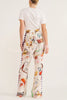 Kielan Satin Contrast Fun Print Elastic Waist Pocketed Wide Leg Pants